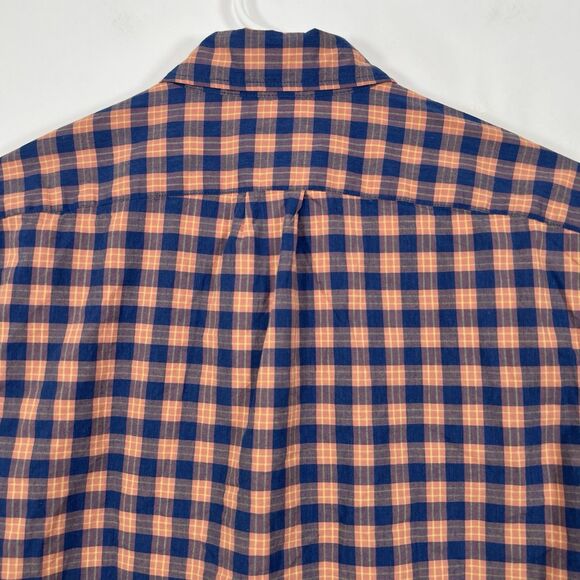 J.CREW Secret Wash Slim Fit Button Down Shirt Mens Small Orange Blue Plaid NWT - Picture 13 of 14